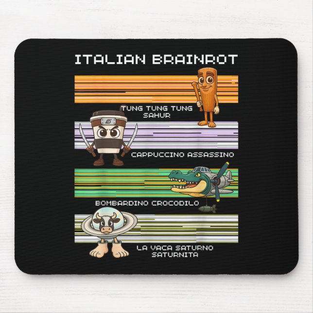 Italienischer Brainrot Meme Funny Compilation-Char Mousepad (Vorne)