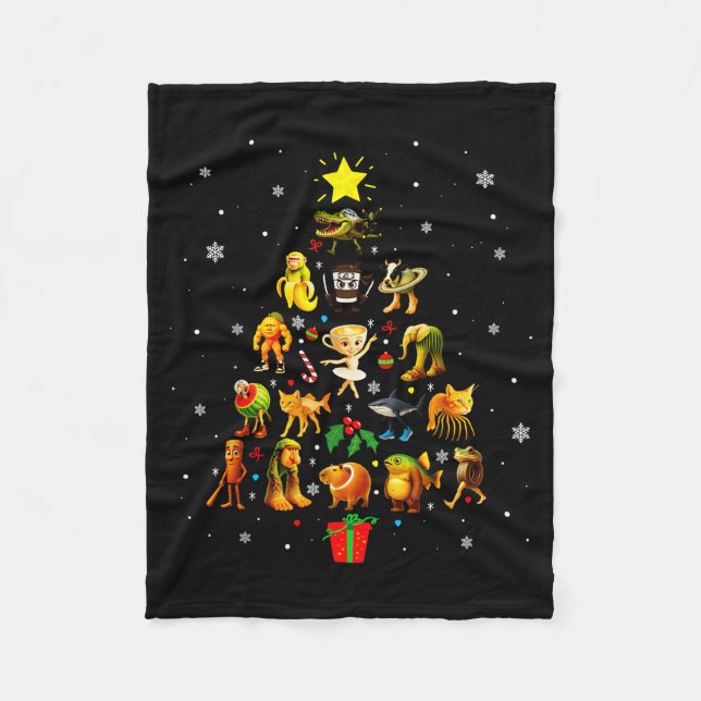 Italienischer Brainrot-Meme-Weihnachtsbaum Brain R Fleecedecke (Vorderseite)