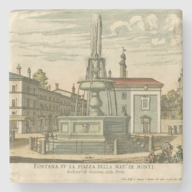 Italienischer Brunnen auf dem Platz der Stadt bei  Steinuntersetzer (Vorderseite)