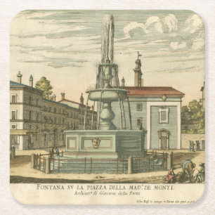 Italienischer Brunnen auf dem Stadtplatz von Falda Rechteckiger Pappuntersetzer