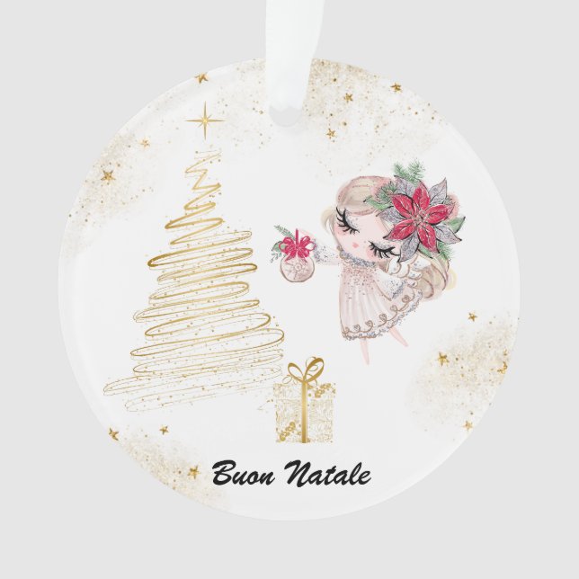 *~* Italienischer Buon Natale Frohe Weihnachten Ornament (Vorderseite)