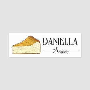Italienischer Cheesecake Slice Dessert NYC Käse Ku Namensschild