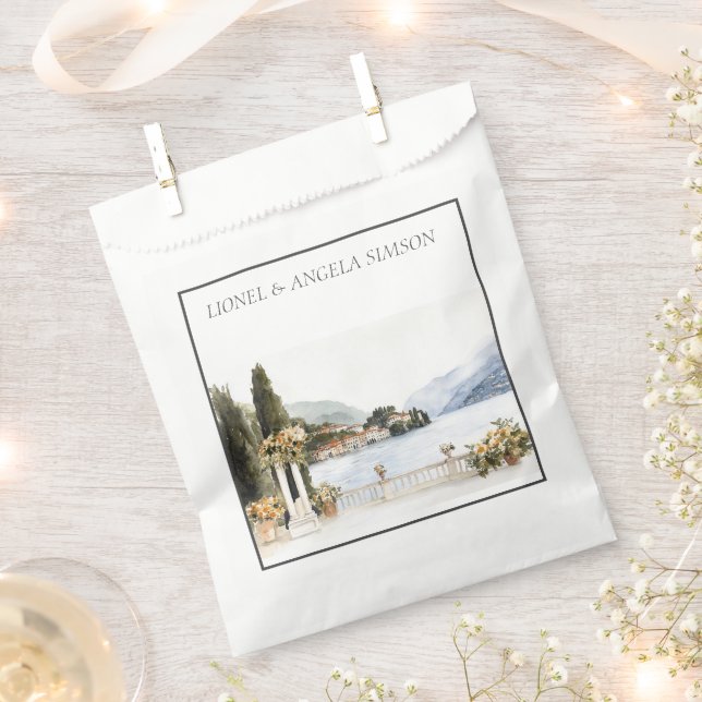 Italienischer Comer See Hochzeit Italien Geschenktütchen (Ausgeschnitten)