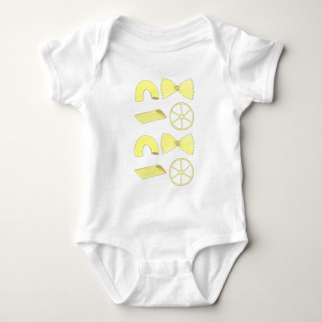 Italienischer Elbow Macaroni Penne Bowtie Pasta Fe Baby Strampler (Vorderseite)