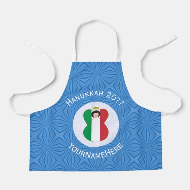 Italienischer Engel Hanukkah Flagge Personalisiert Schürze (Vorderseite)