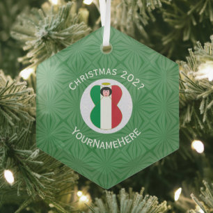 Italienischer Engel Weihnachtsflagge Personalisier Ornament Aus Glas