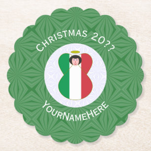 Italienischer Engel Weihnachtsflagge Personalisier Untersetzer