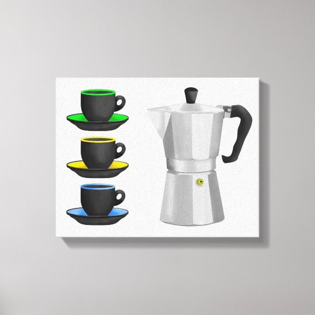 Italienischer Espresso-Kaffeekorb Leinwanddruck (Vorderseite)