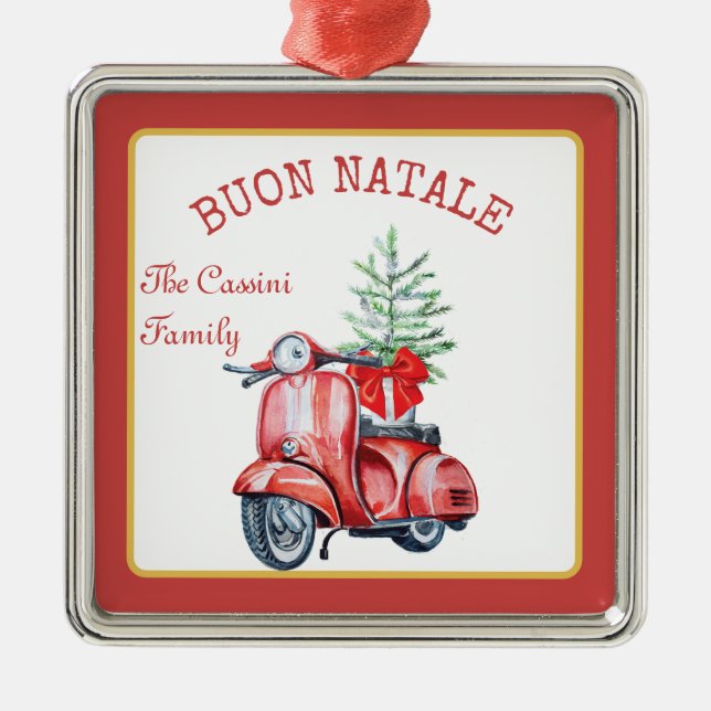 Italienischer Familienname Buon Natale Custom Tree Ornament Aus Metall (Vorne)