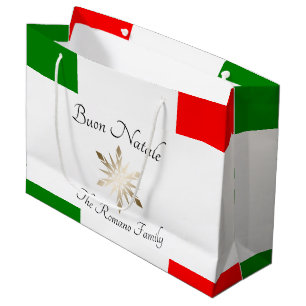 Italienischer Familienname Buon Natale Flag und Sn Große Geschenktüte