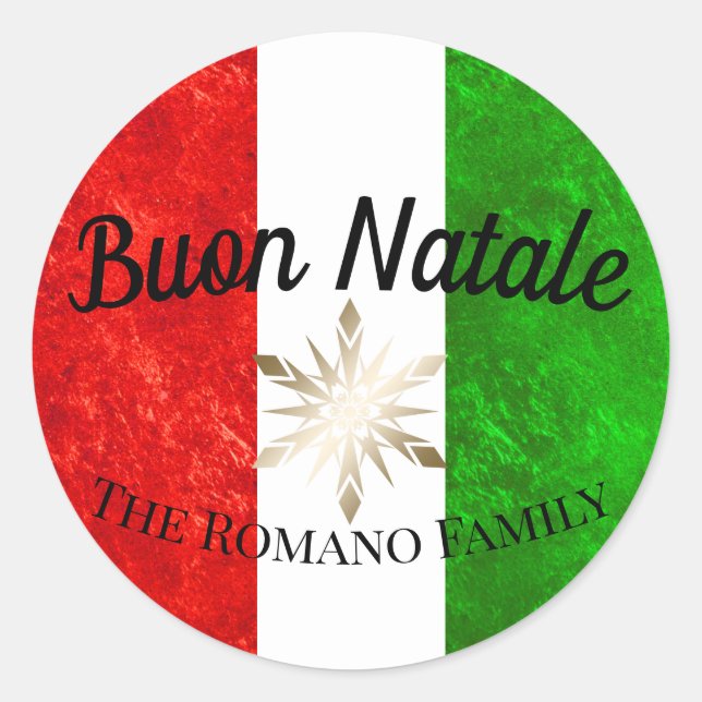 Italienischer Familienname Buon Natale Flag Weihna Runder Aufkleber (Vorderseite)