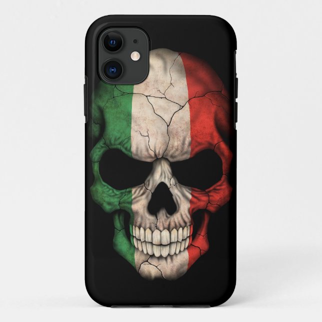 Italienischer Flaggen-Schädel auf Schwarzem Case-Mate iPhone Hülle (Rückseite)