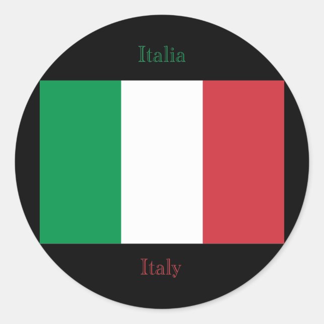 Italienischer Flaggenaufkleber Runder Aufkleber (Vorderseite)