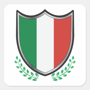 Italienischer Flaggenschild mit Laurels Quadratischer Aufkleber