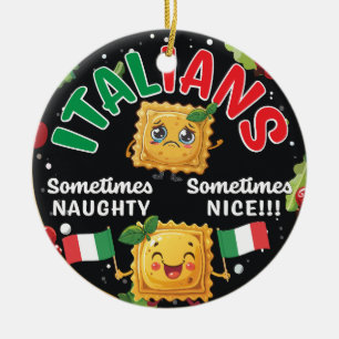 Italienischer Fun Naughty und Nice Ravioli Design Keramik Ornament
