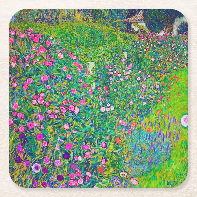 Italienischer Garten, Gustav Klimt Rechteckiger Pappuntersetzer (Vorderseite)