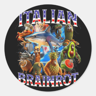 Italienischer Gehirnfäule großer Meme 4. Juli Flag Runder Aufkleber