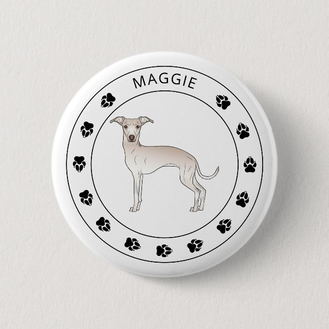 Italienischer Grauhund mit Pfauen und Individuelle Button (Vorderseite)