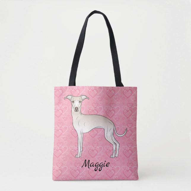 Italienischer Grauhund Niedlich Hund auf rosa Herz Tasche (Vorderseite)