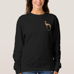 Italienischer Grauhund Niedlicher Hund mit benutze Sweatshirt