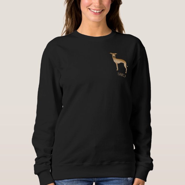 Italienischer Grauhund Niedlicher Hund mit benutze Sweatshirt (Vorderseite)