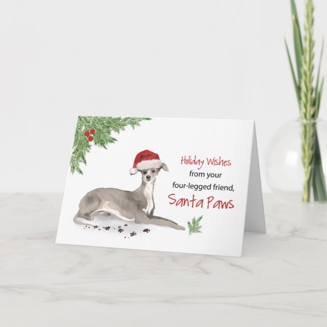 Italienischer Grauhund Weihnachten Von Hund in Fun Karte (Vorderseite)