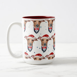 Italienischer Greyhound Dog Breen Weihnachten Zweifarbige Tasse