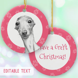 Italienischer Greyhound Dog Paws Niedlich Weihnach Keramik Ornament