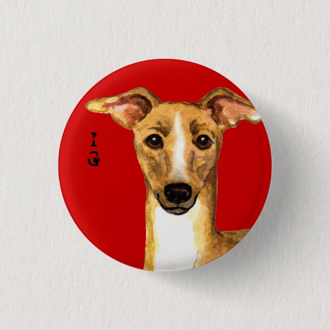 Italienischer Greyhound-Farbblock Button (Vorderseite)