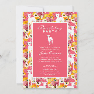 Italienischer Greyhound Floral Hund Lover Geburtst Einladung