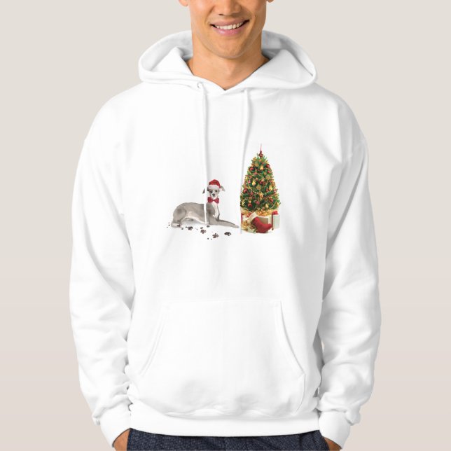 Italienischer Greyhound Funny Christmas Dog mit Ba Hoodie (Vorderseite)