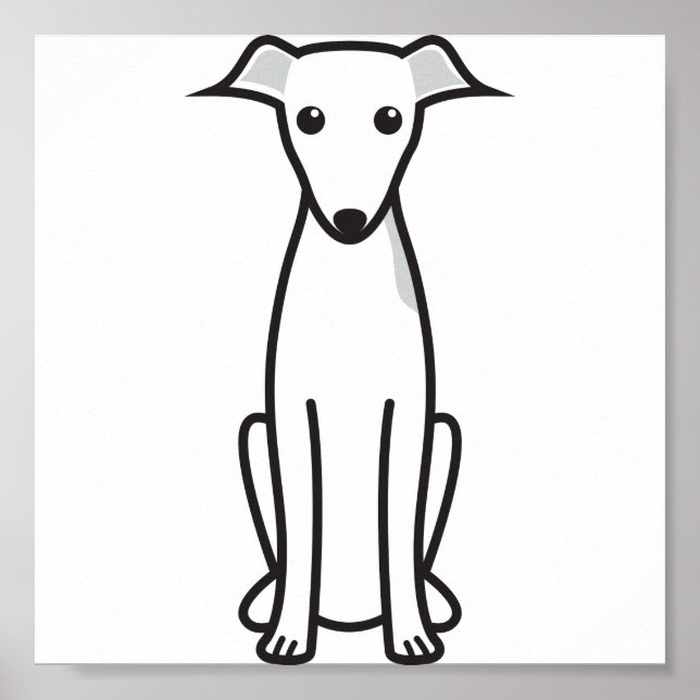 Italienischer Greyhound Hund Cartoon Poster (Vorne)
