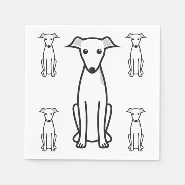 Italienischer Greyhound Hund Cartoon Serviette (Vorderseite)