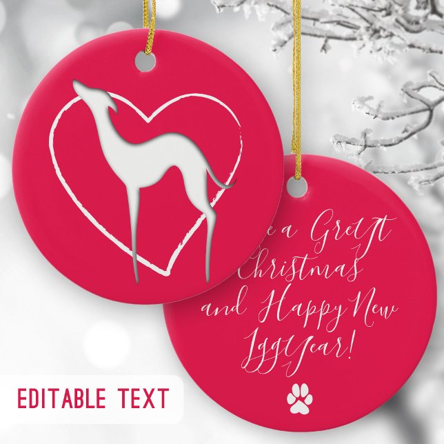 Italienischer Greyhound Hund - Silhouette und Herz Keramik Ornament (Von Creator hochgeladen)
