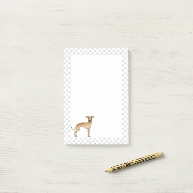 Italienischer Greyhound Niedlicher Cartoon Hund mi Post-it Klebezettel (Auf Schreibtisch)