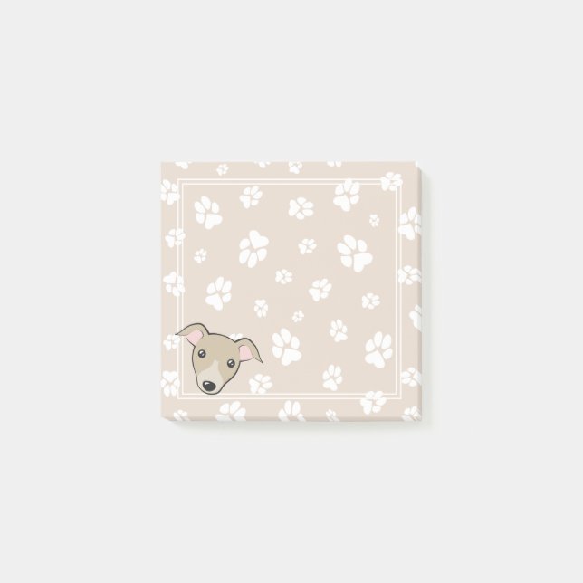 Italienischer Greyhound Niedlicher Cartoon Paw dru Post-it Klebezettel (Vorderseite)