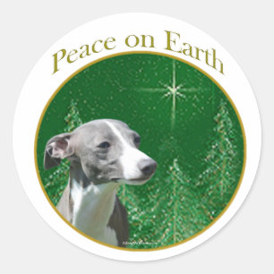 Italienischer Greyhound Peace Runder Aufkleber