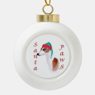 Italienischer Greyhound Santa Paws Schlüsselanhäng Keramik Kugel-Ornament