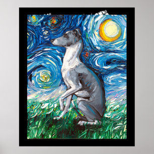 Italienischer Greyhound Starry Night Whippet Hund Poster