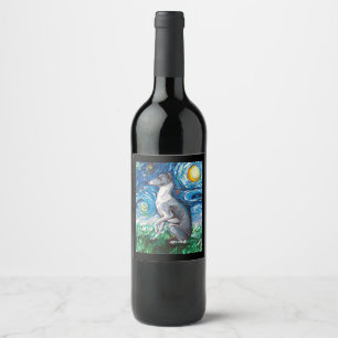 Italienischer Greyhound Starry Night Whippet Hund Weinetikett