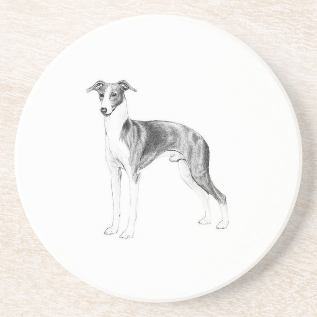 Italienischer Greyhound-Stil Sandstein Untersetzer (Vorne)