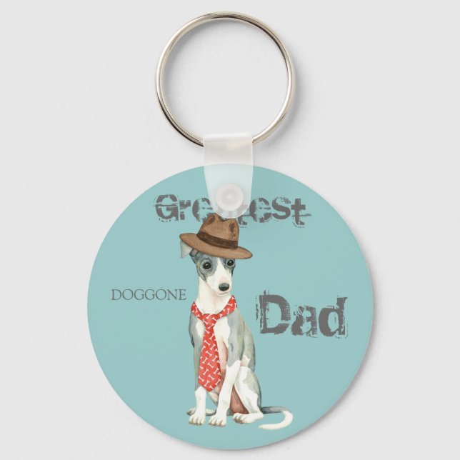 Italienischer Greyhound-Vater Schlüsselanhänger (Vorderseite)