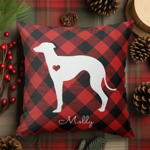 Italienischer Greyhound Weihnachten Karierter Hund Kissen