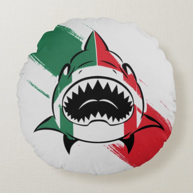 Italienischer Hai Rundes Kissen (Vorderseite)