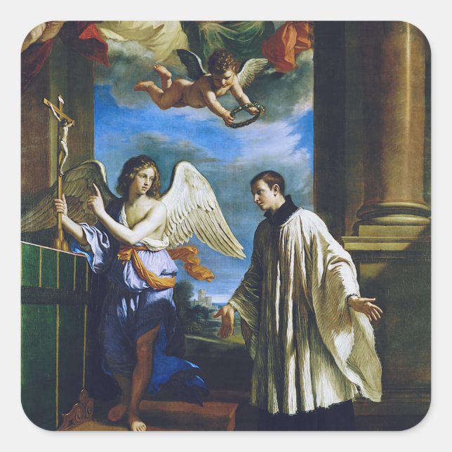 Italienischer Heiliger Aloysius Gonzaga Quadratischer Aufkleber (Vorderseite)