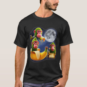 Italienischer Hirnrot Schimpansen Bananen 3 Mond S T-Shirt