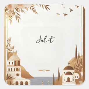 Italienischer Kaffee Sorrento Casual Brautschauer Quadratischer Aufkleber