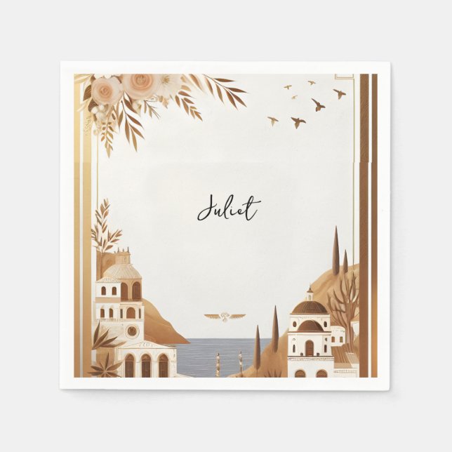 Italienischer Kaffee Sorrento Lässiges Brautparty Serviette (Vorderseite)