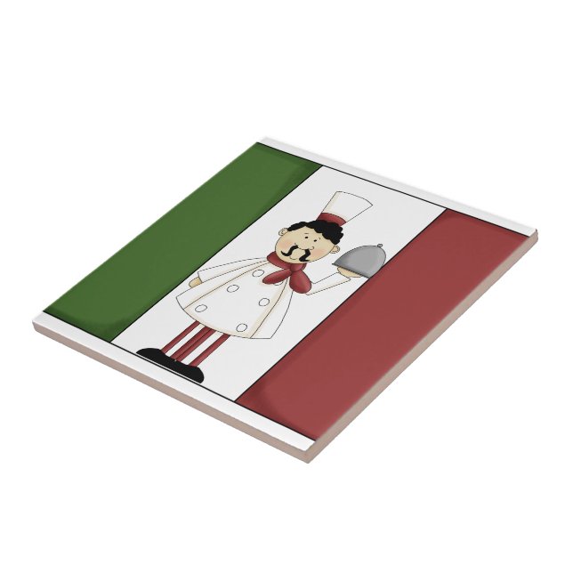 Italienischer Koch #4 mit Flaggenfolie Fliese (Seite)