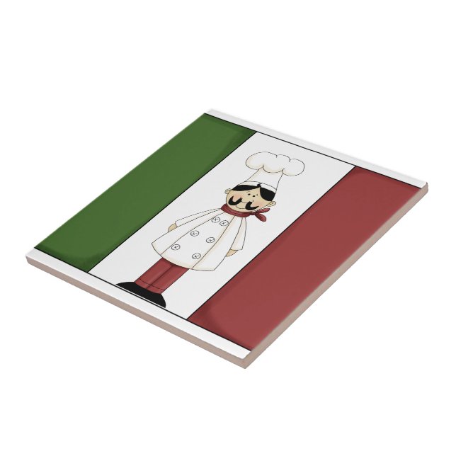 Italienischer Koch #6 mit Flaggenfolie Fliese (Seite)